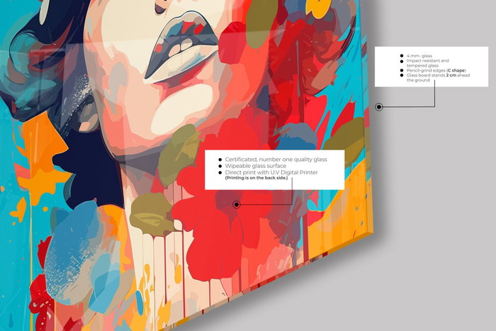 Wallity Cuadro Decorativo de Vidrio Templado Multicolor 50 x 50 cm